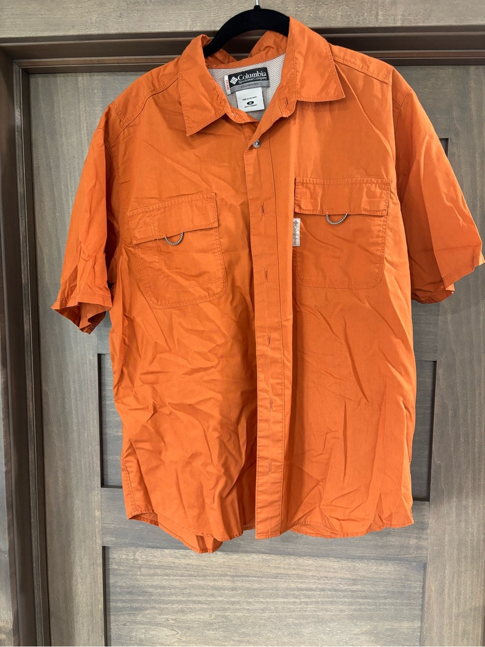 Columbia Men’s Short Sleeve Button-Down Shirt — Orange
